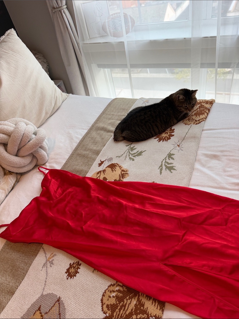PrettyLittleThing Red Satin Midi Slip Dress
